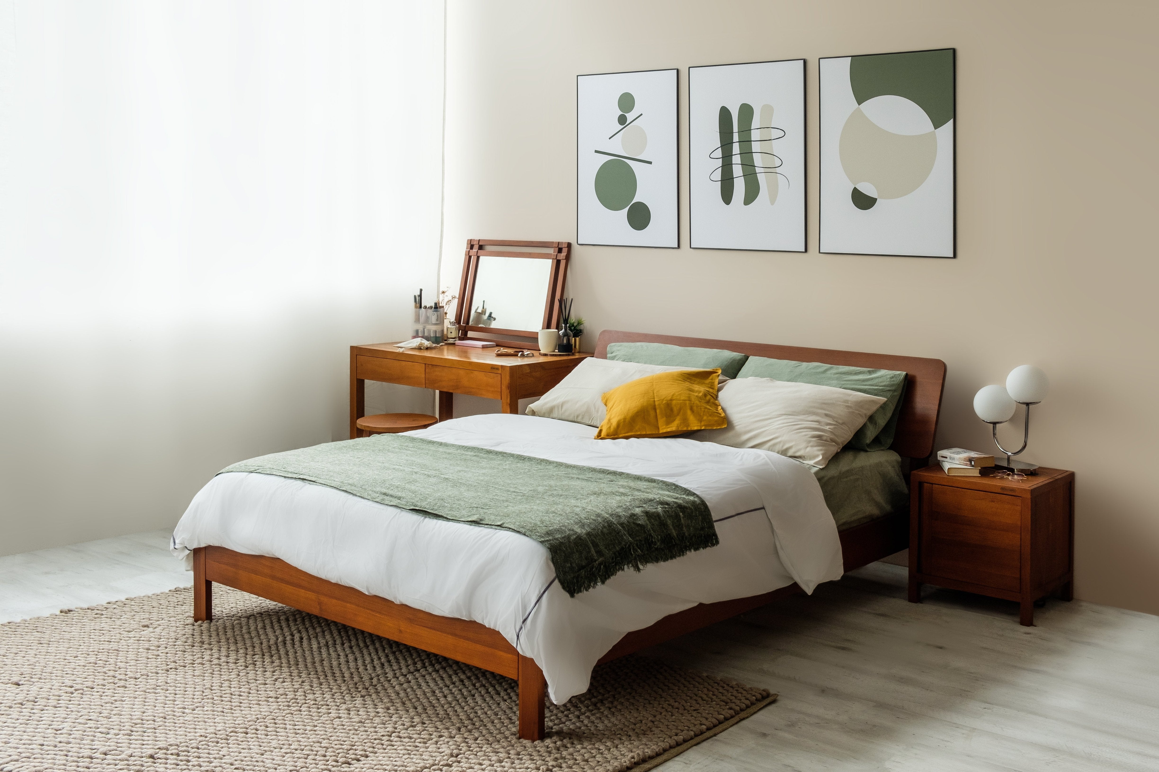 Contemporary teak king size bed frame Singapore style