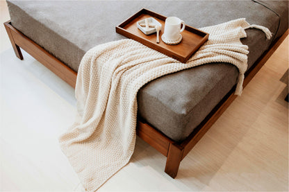 Wooden king size bed frame Singapore with birch ply slats